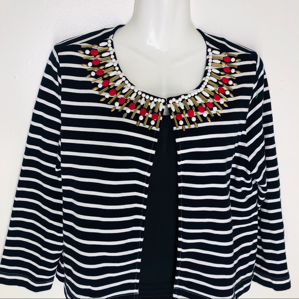 COPY - RUBY Rd. Striped embellished Cardigan sweater